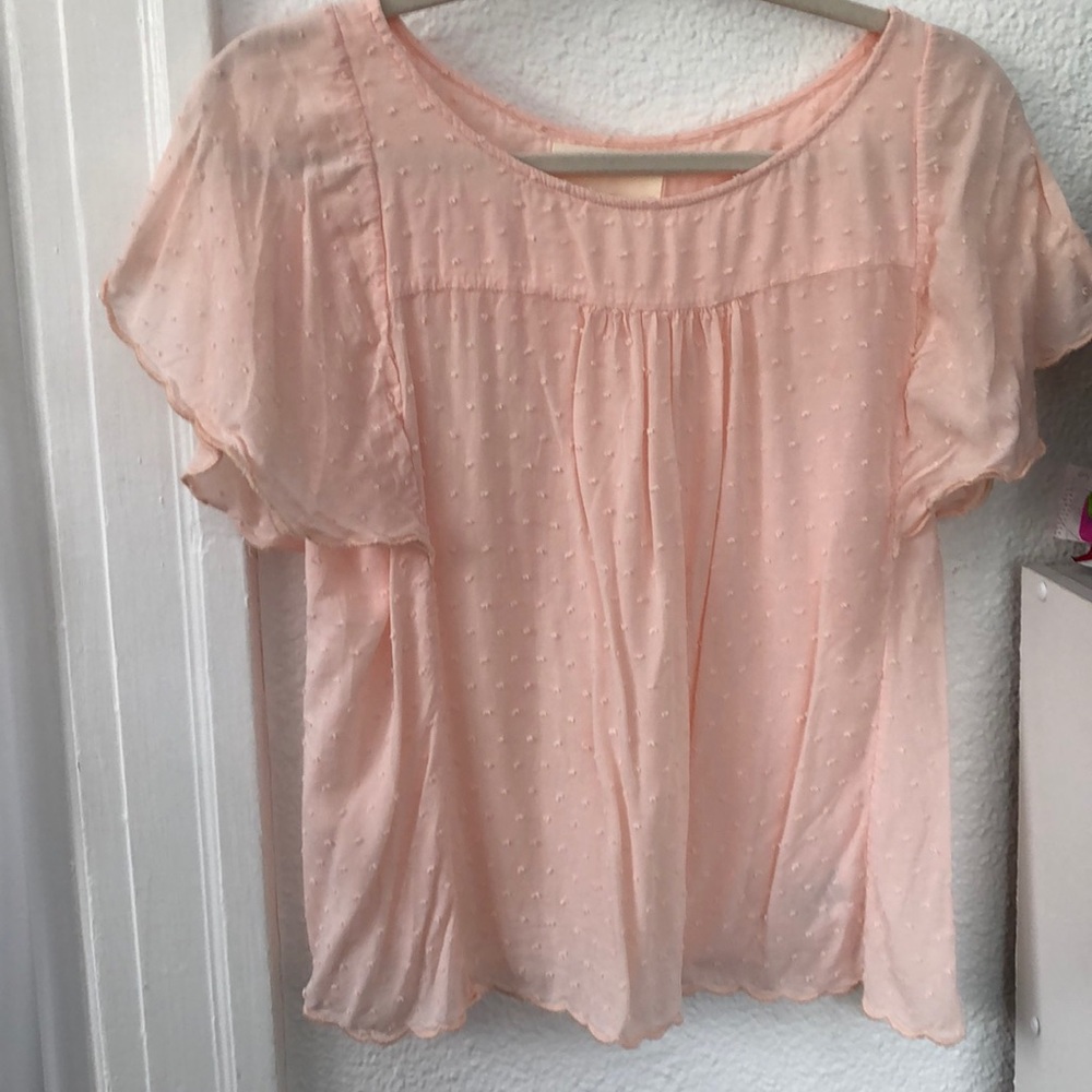 Pink polka dot blouse